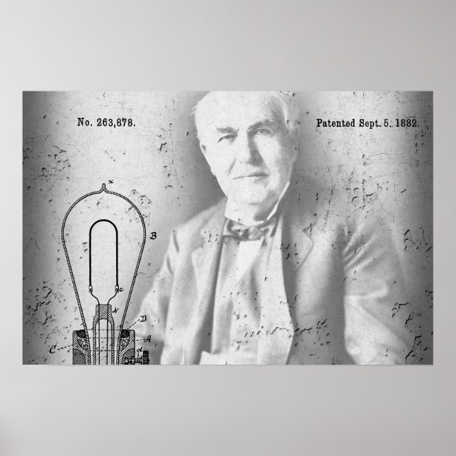 Lampenpatent - Edison 1882 Poster (Vorne)