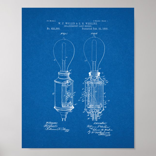 Lampensockel-Patent - Blueprint Poster (Vorne)