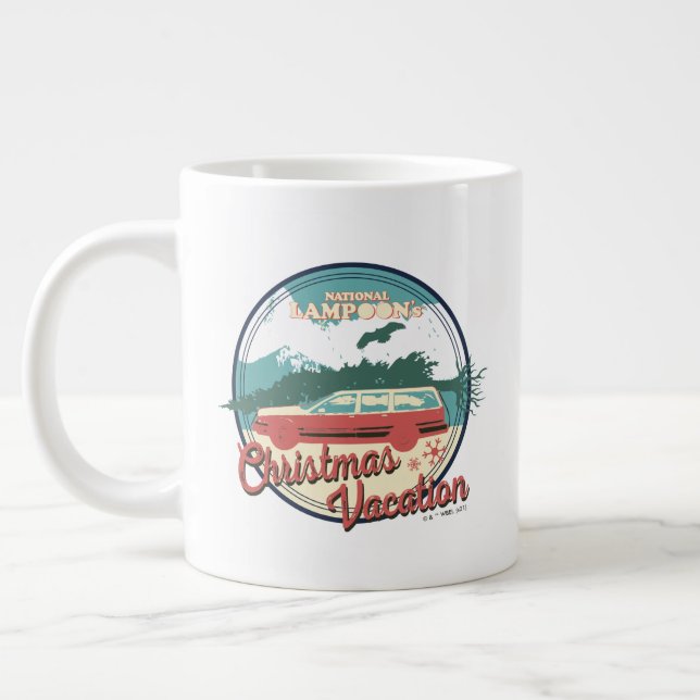 Lampoons Weihnachtsurlaub-Abzeichen Jumbo-Tasse (Links)