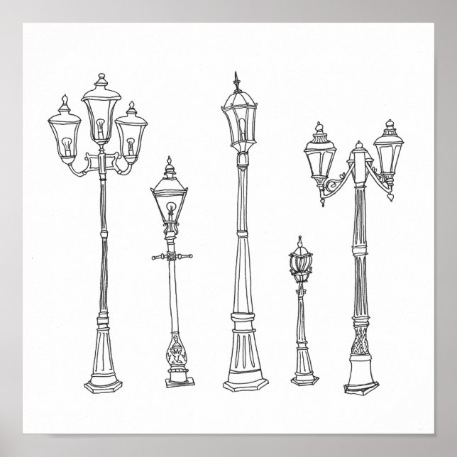 Lamppost Illustration Poster (Vorne)