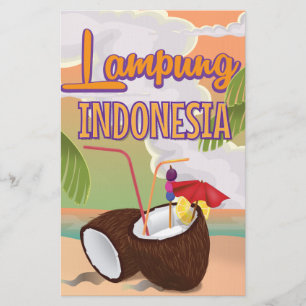 Lampung Indonesien Vintages Urlaubsposter. Briefpapier