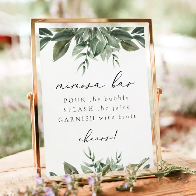 LANA Modern Boho Greenery Mimosa Bar Sign Poster (Von Creator hochgeladen)