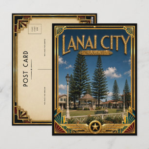Lanai City Hawaii Vintage Art Deco Golden Age Postkarte