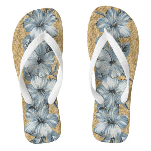 Lanai Distressed Hawaiian Hibiskus - Blau Flip Flops