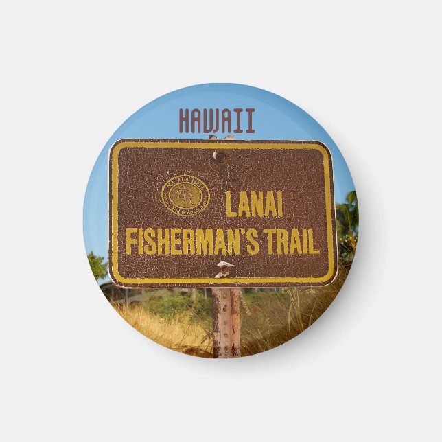 Lanai Hawaii Beach Trail Zeichen Magnet (Vorne)