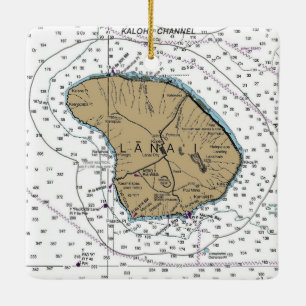 Lanai Hawaii Nautical Chart Keramikornament