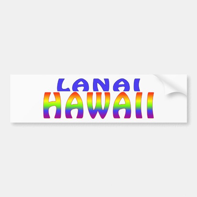 Lanai Hawaii Regenbogenwörter Autoaufkleber (Vorne)