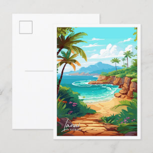 Lanai Hawaii Reise Vintage-Illustration Postkarte