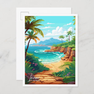 Lanai Hawaii Travel Vintag Illustration Postkarte
