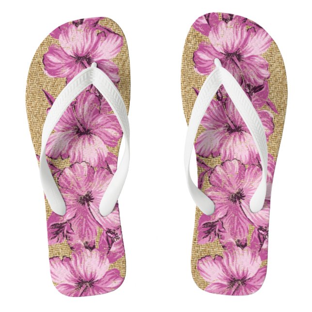 Lanai Not Hawaiian Hibiskus - Rosa Flip Flops (Fußbett)