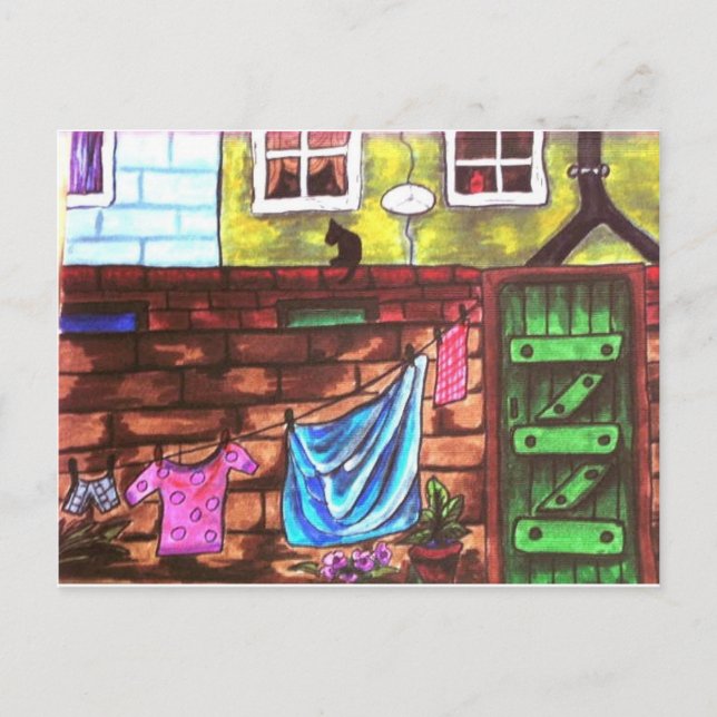 Lancashire Backyard Postkarte (Vorderseite)