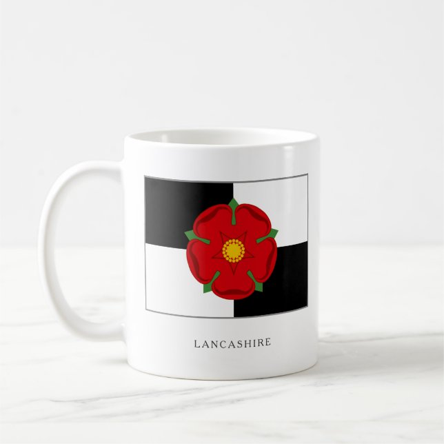 Lancashire Flag Tasse - Rose auf Quarters (Links)