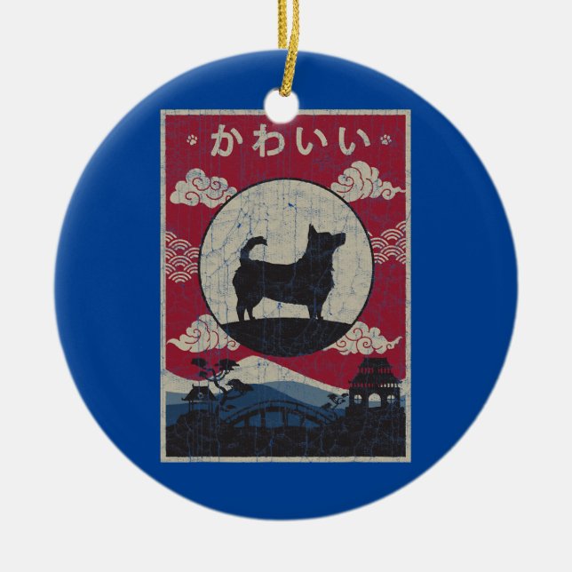 Lancashire Heeler Japanese Design Kawaii Dog Mama Keramik Ornament (Vorne)
