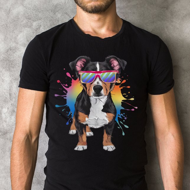 Lancashire Heeler mit Sonnenbrille farbenfrohe Ges T-Shirt (Show your love for Lancashire Heelers with this vibrant, stylish tee!)