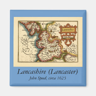 Lancashire Landkreis England Alte antike Karte Magnet