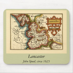 Lancashire Landkreis England Alte antike Karte Mousepad