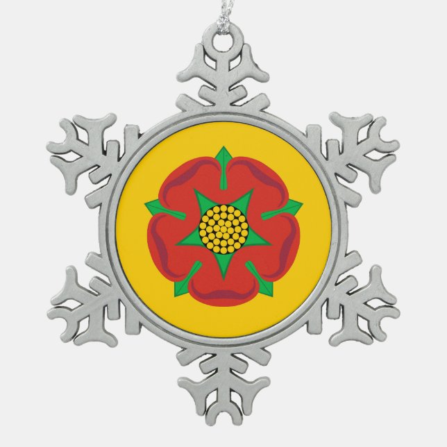 Lancashire Landkreis Flaggensymbol des vereinten K Schneeflocken Zinn-Ornament (Vorderseite)
