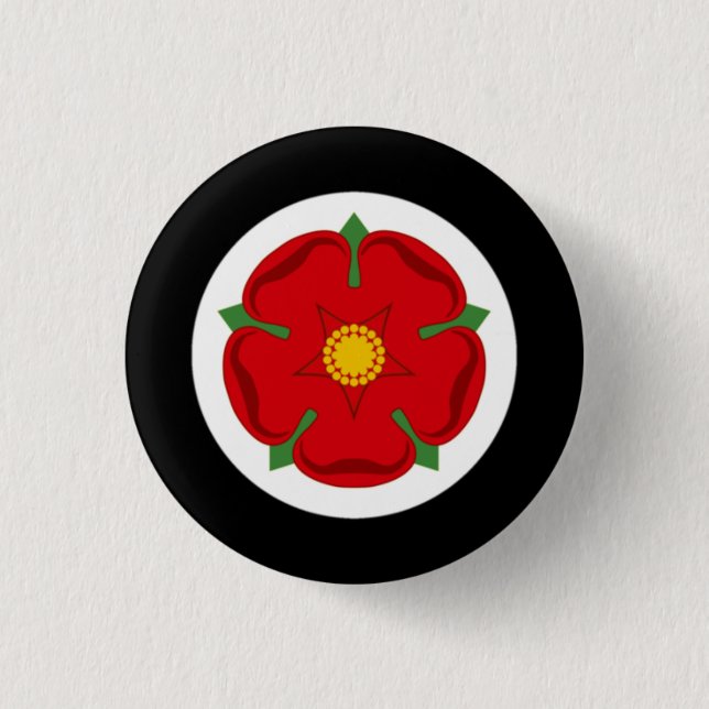 Lancashire Rose Abzeichen - Baumwolle und Kohle Button (Vorderseite)
