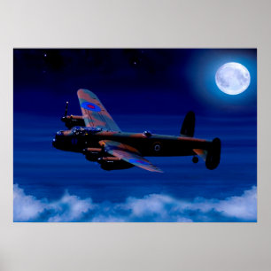 Lancaster Bomber Nachtflug Poster