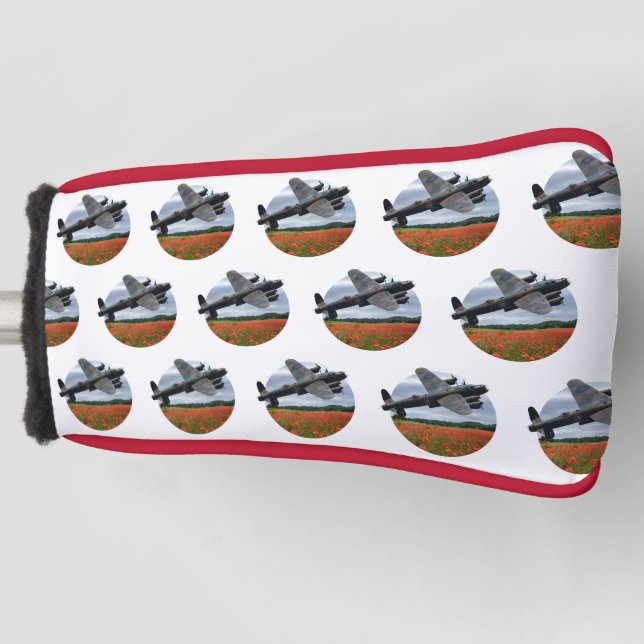 Lancaster Bomber über einem Mohnfeld Golf Headcover (Vorderseite)