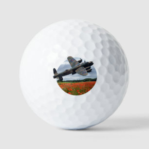 Lancaster Bomber über einem Mohnfeld Golfball