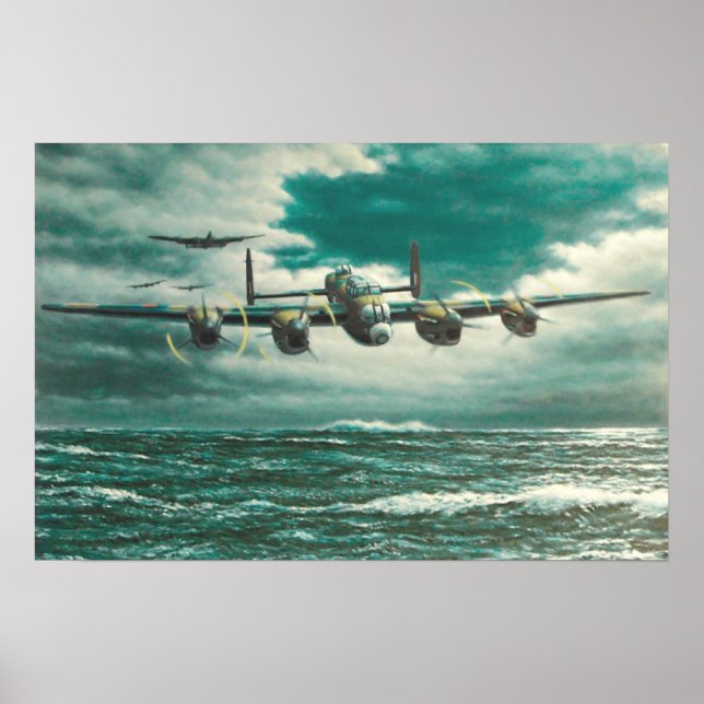 Lancaster Bombers über Meer Poster (Vorne)