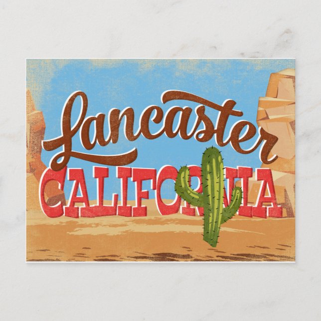 Lancaster California Cartoon Wüste Vintage Travel Postkarte (Vorderseite)
