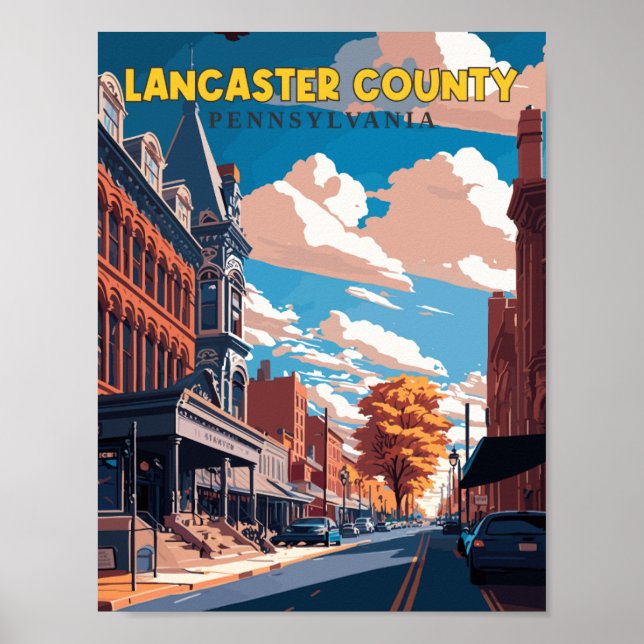 Lancaster Landkreis Pennsylvania USA Vintage Reise Poster (Vorne)
