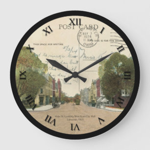 Lancaster Ohio Post Card Clock 1924 Große Wanduhr