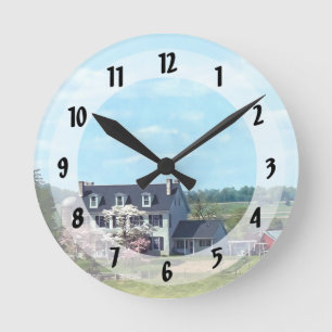Lancaster PA - Familienfarm im Frühling Runde Wanduhr
