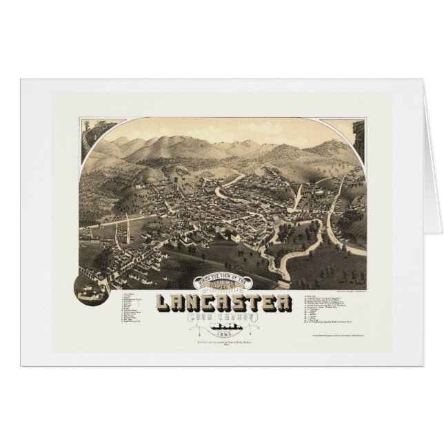 Lancaster, panoramische Karte NH - 1883 (Vorderseite (Horizontal))