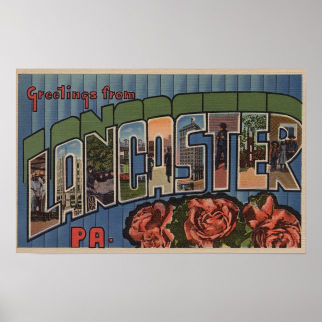 Lancaster, Pennsylvania - Große Buchstabenszenen Poster (Vorne)
