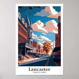 Lancaster Pennsylvania Travel Art Vintag Poster