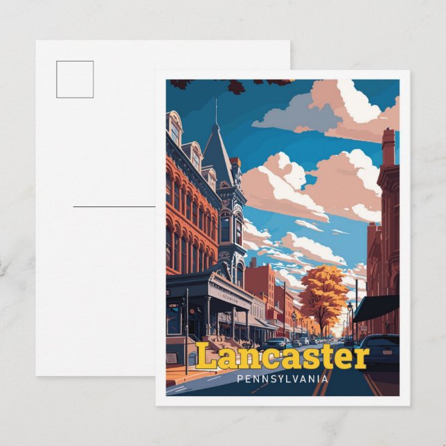 Lancaster Pennsylvania Travel Art Vintag Postkarte (Vorne/Hinten)