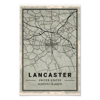 Lancaster united states map print poster canvas