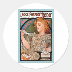 Lance Parfum ~ Rodo ~ Alphonse Mucha Runder Aufkleber