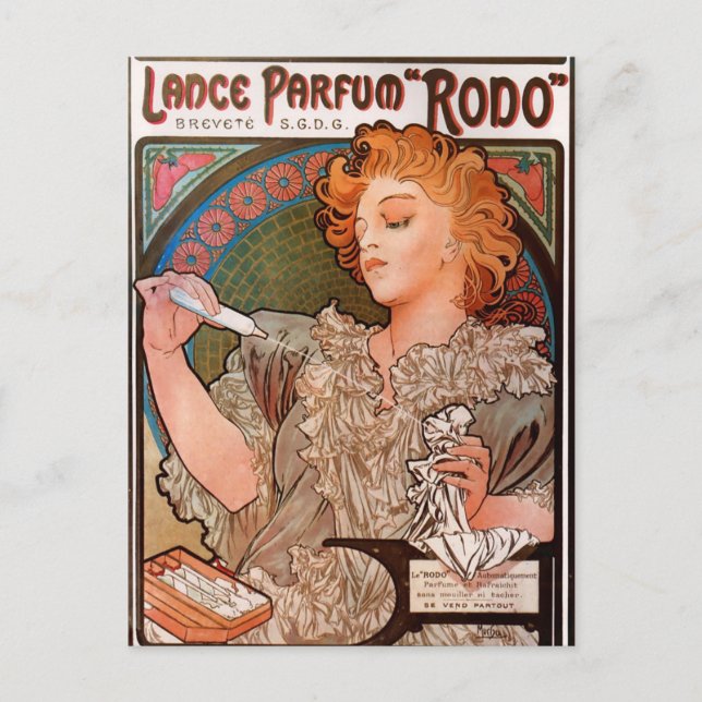 Lance parfum Rodo von Alphonse Mucha Postkarte (Vorderseite)