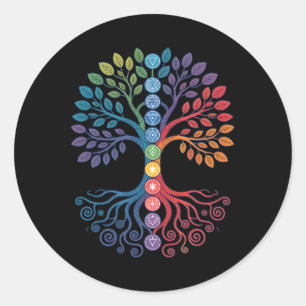Lanced Realms Heilige Geometrie Baum Mandala Chakr Runder Aufkleber