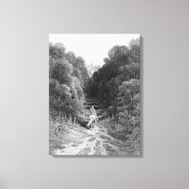 Lancelot nähert sich dem Schloss von Astolat Leinwanddruck (Vorderseite)