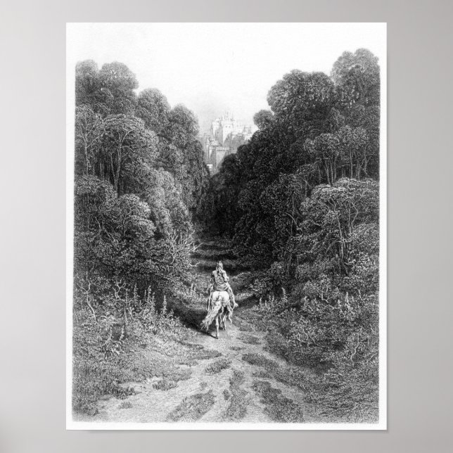 Lancelot nähert sich dem Schloss von Astolat Poster (Vorne)