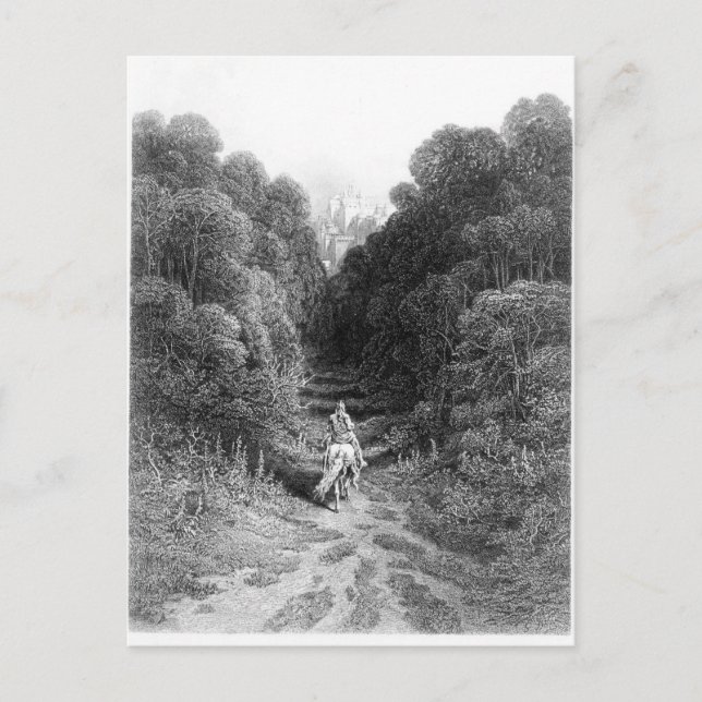 Lancelot nähert sich dem Schloss von Astolat Postkarte (Vorderseite)