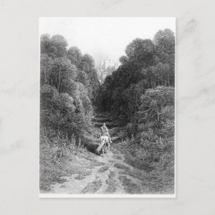 Lancelot nähert sich dem Schloss von Astolat Postkarte