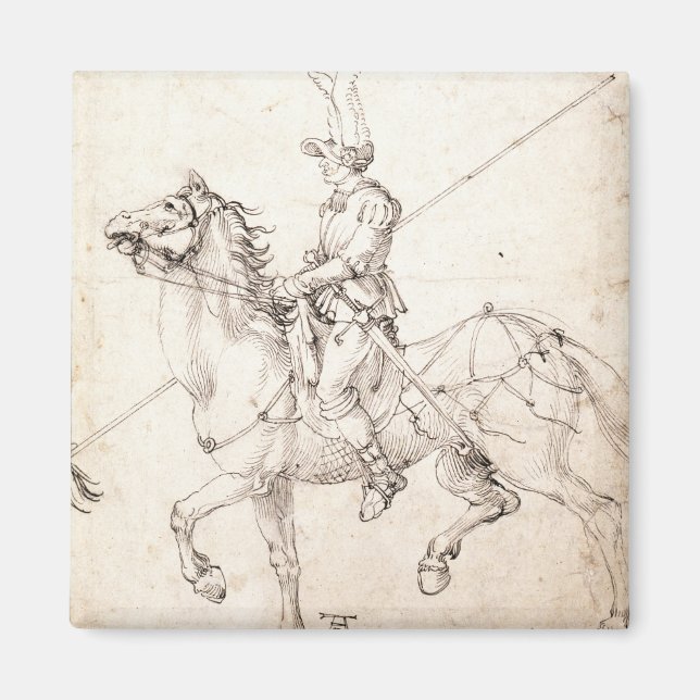 Lancer on Horseback von Albrecht Durer Magnet (Vorne)