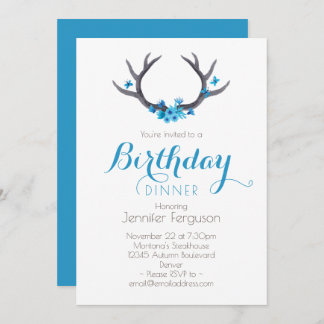 Land Antler Blauer Geburtstag Einladung