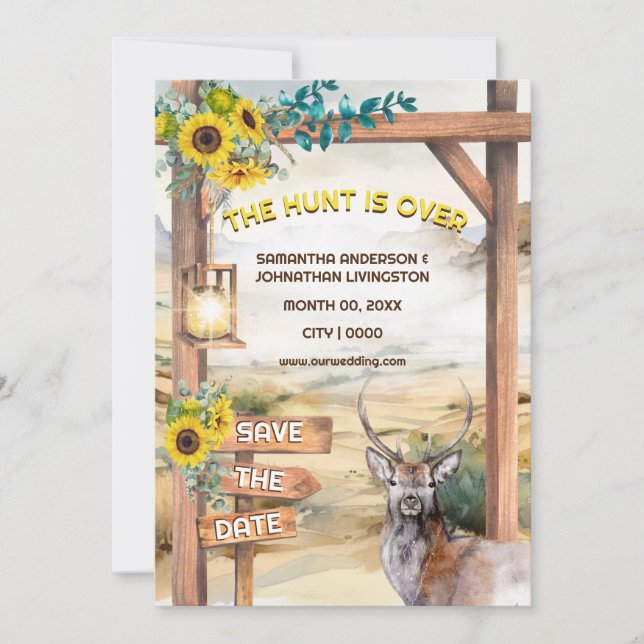 Land Aquarell Western Buckeljagd Thema Einladung (Vorderseite)