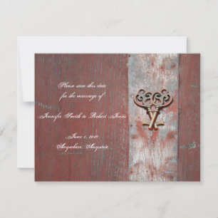 Land bemalt Holz Skeletttasten Save the Date Einladung