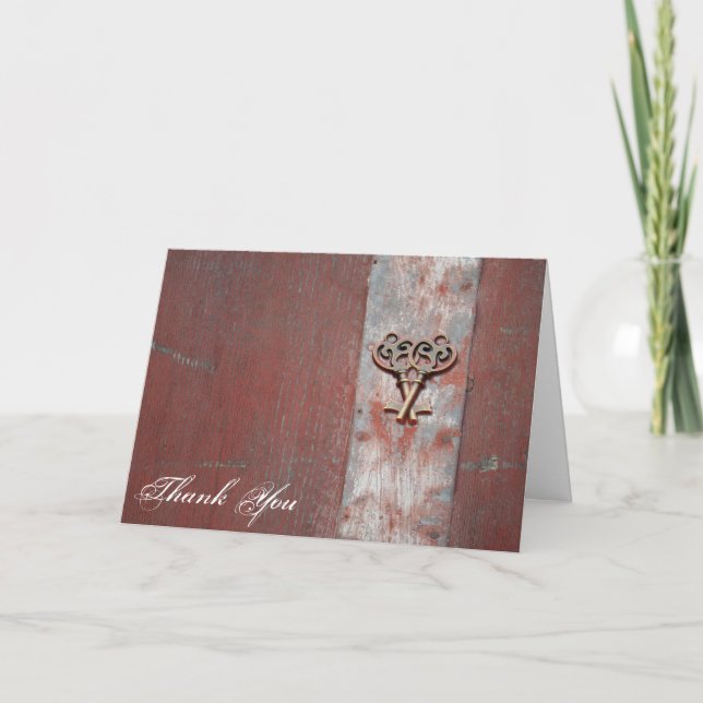 Land bemalt Holz Skeletttasten Vielen Dank Dankeskarte (Vorderseite)