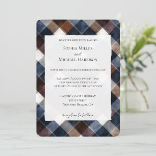 Land Blau Rot Weiße Quadrate Hochzeit Einladung