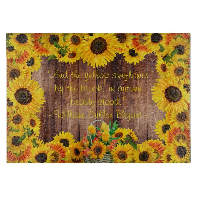 Land Blumengelbe Sonnenblume Rustikales Barnholz Schneidebrett (Vorderseite)