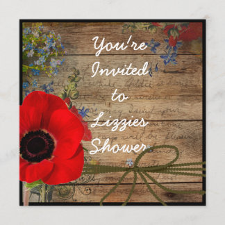 Land CHIC Brautparty-Einladung Mohn BLUME Einladung
